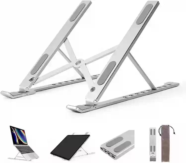Crayank Premium Adjustable Aluminum Laptop Stand – Foldable, Portable & Cooling Metal Bracket