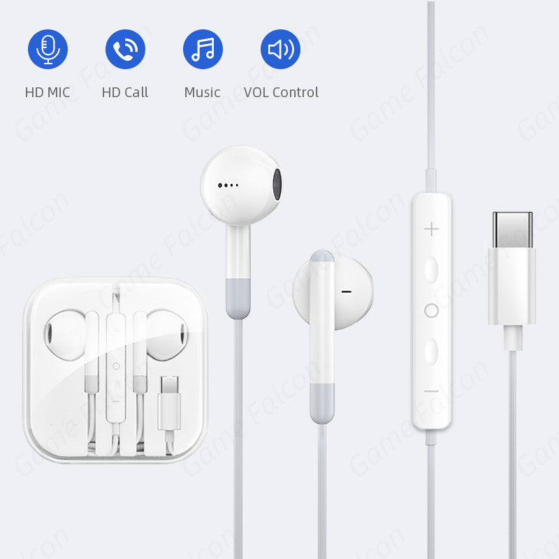 Crayank Type C Wired Earphones with HD Mic| Powerful Audio with base | White