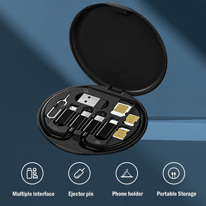 All-in-One Travel Data Cable & SIM Kit – Type-C, Lightning, Micro USB, OTG, SIM Ejector & Storage